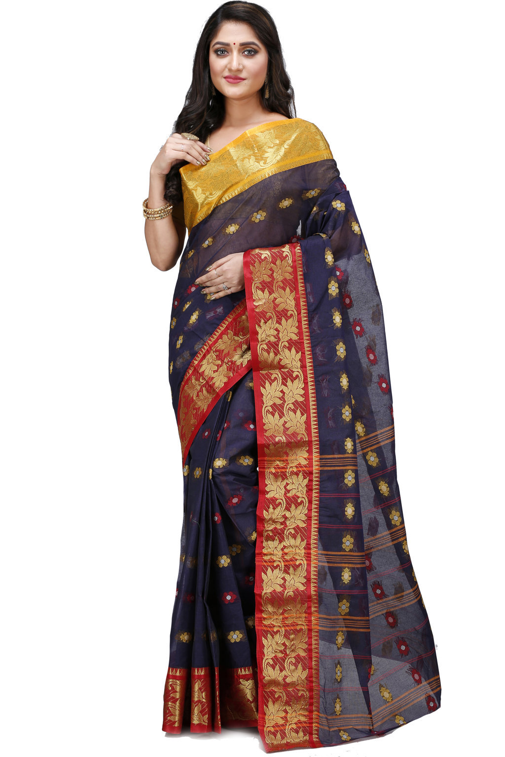 Naby Blue Pure Cotton Dui_Has Tant Saree (868)