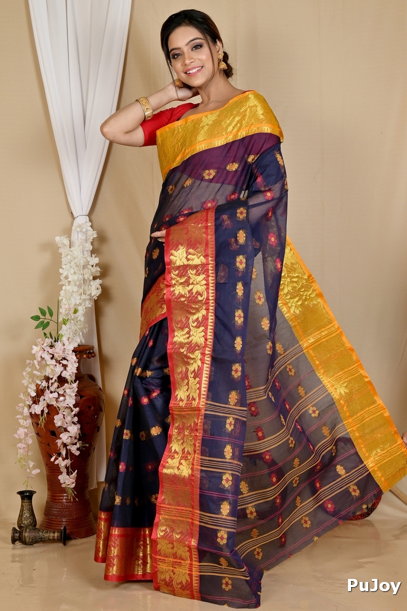 Naby Blue Pure Cotton Dui_Has Tant Saree (868)