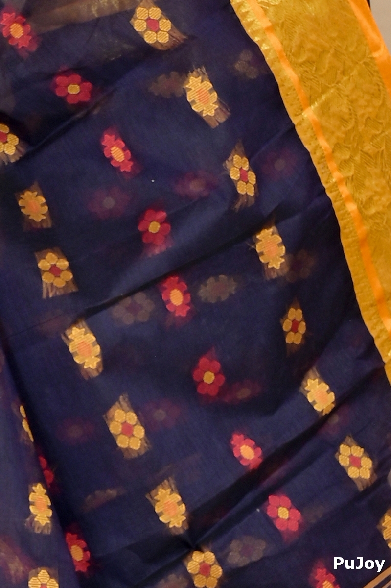 Naby Blue Pure Cotton Dui_Has Tant Saree (868)