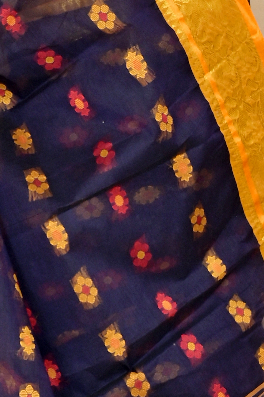 Naby Blue Pure Cotton Dui_Has Tant Saree (868)
