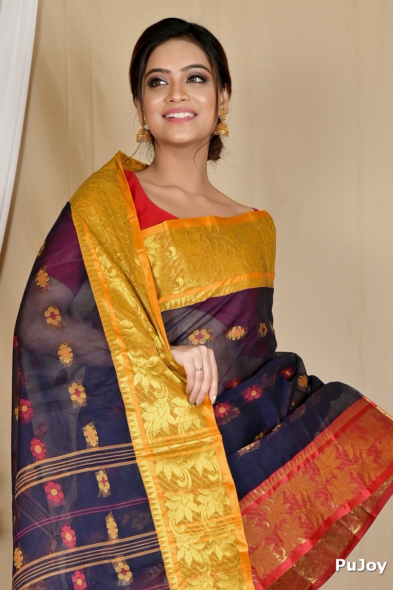 Naby Blue Pure Cotton Dui_Has Tant Saree (868)