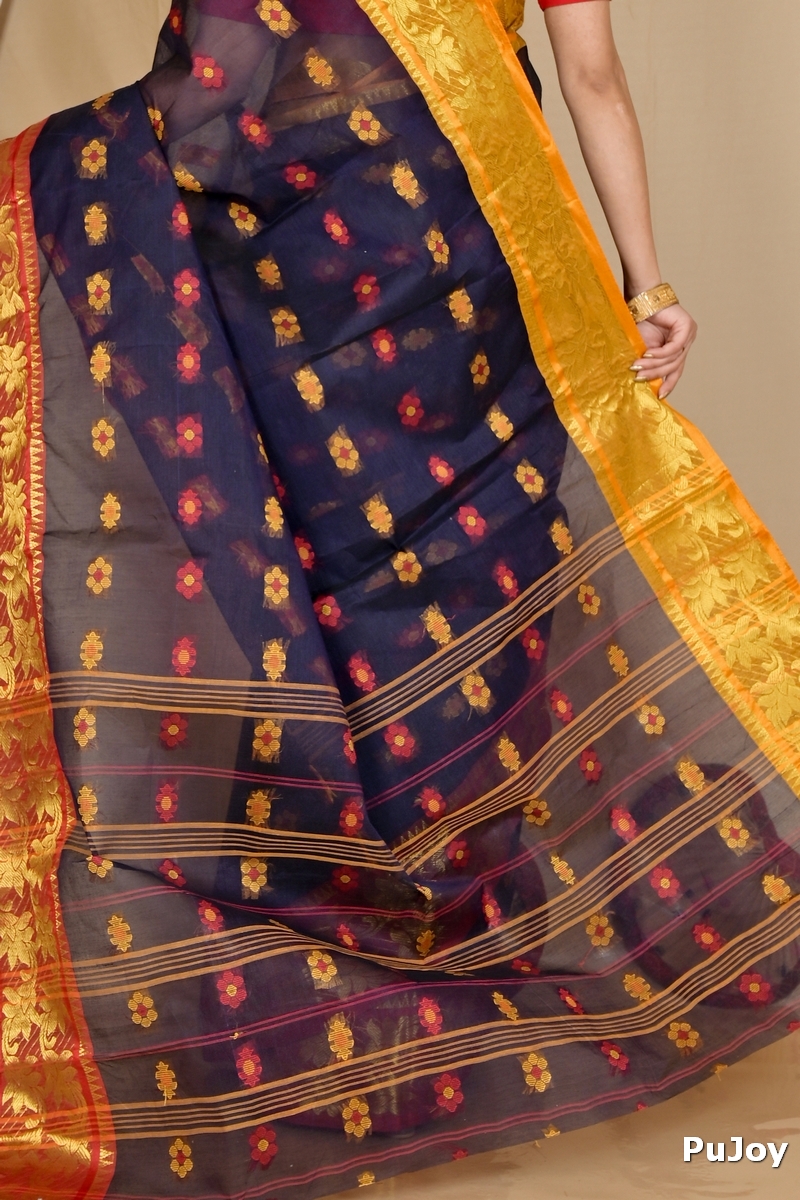Naby Blue Pure Cotton Dui_Has Tant Saree (868)