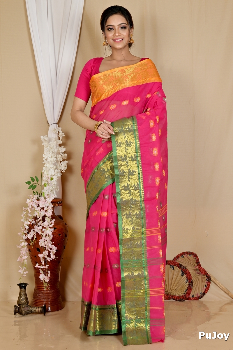 Red Pure Cotton Dui_Has Tant Saree (869)