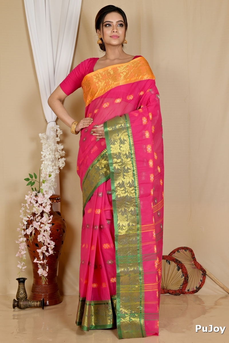 Red Pure Cotton Dui_Has Tant Saree (869)