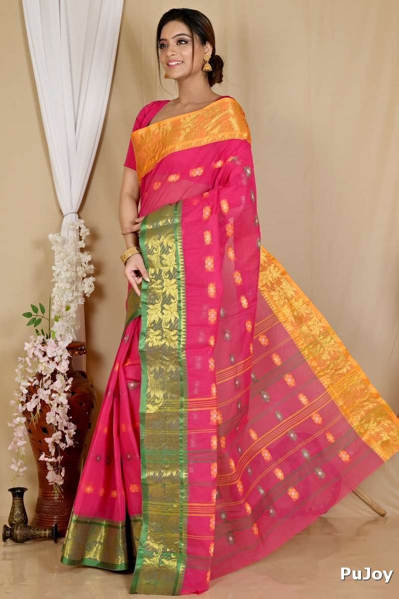 Red Pure Cotton Dui_Has Tant Saree (869)