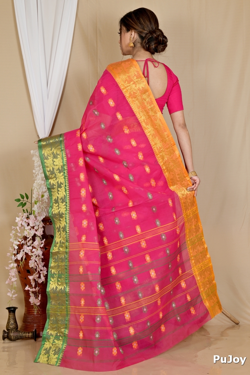 Red Pure Cotton Dui_Has Tant Saree (869)