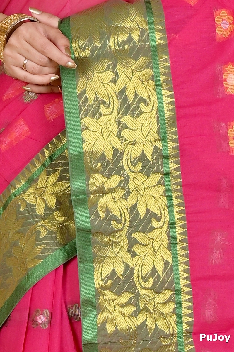 Red Pure Cotton Dui_Has Tant Saree (869)