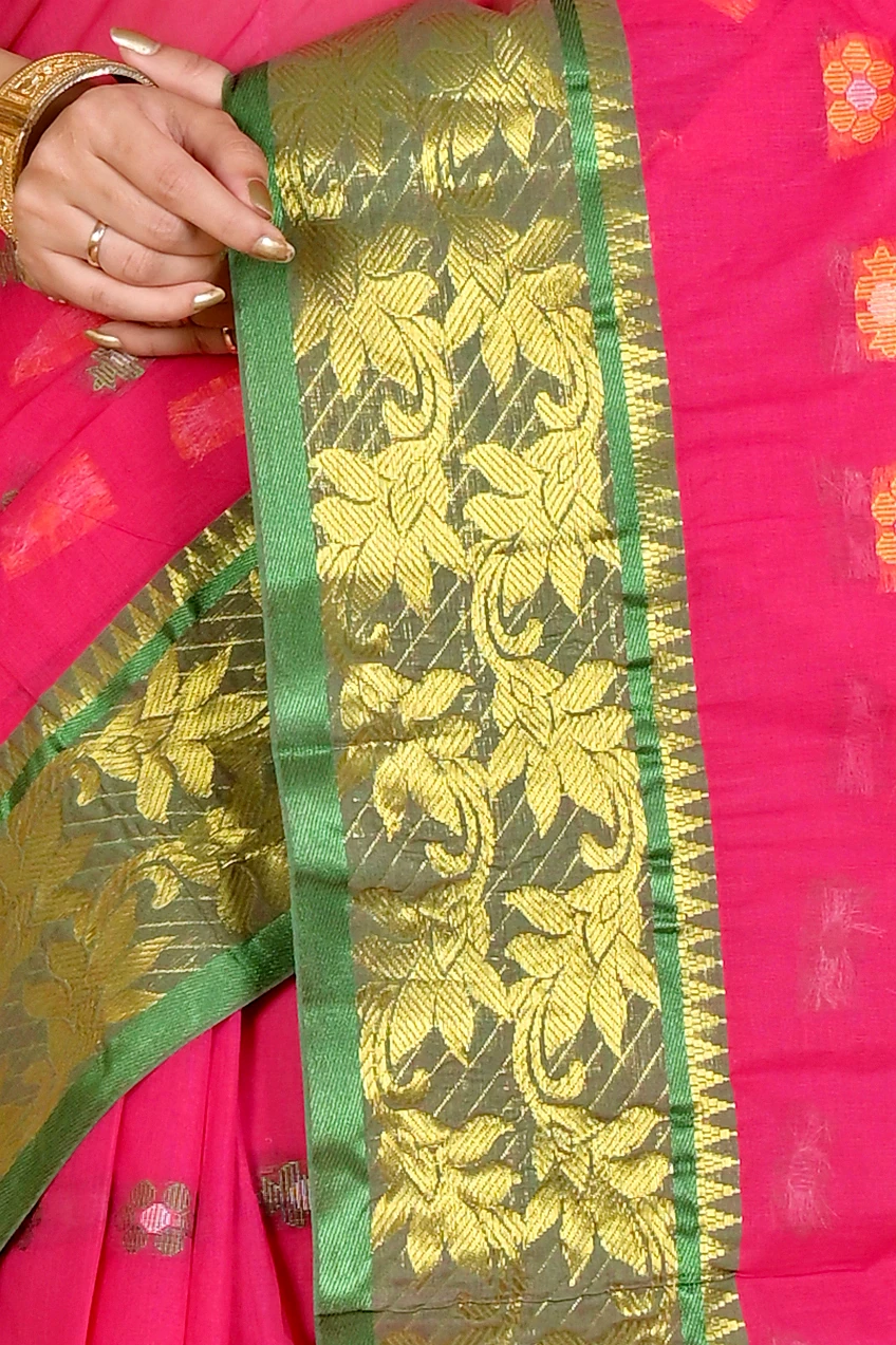 Red Pure Cotton Dui_Has Tant Saree (869)