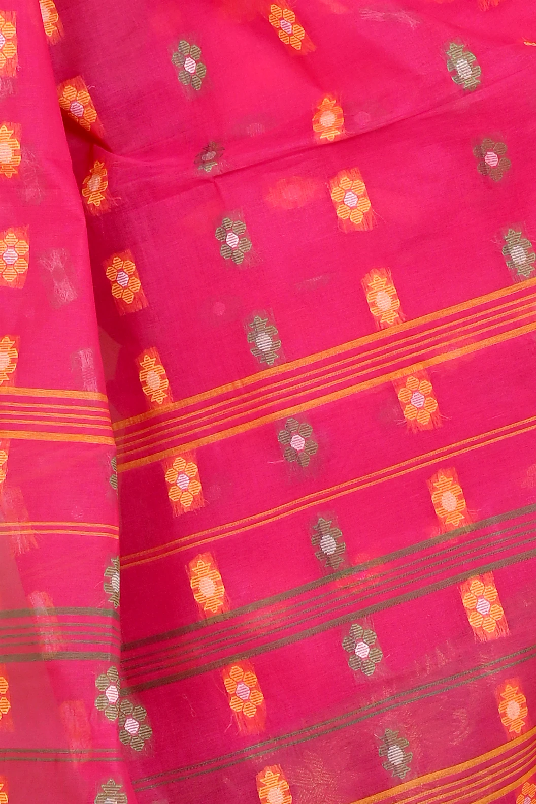 Red Pure Cotton Dui_Has Tant Saree (869)
