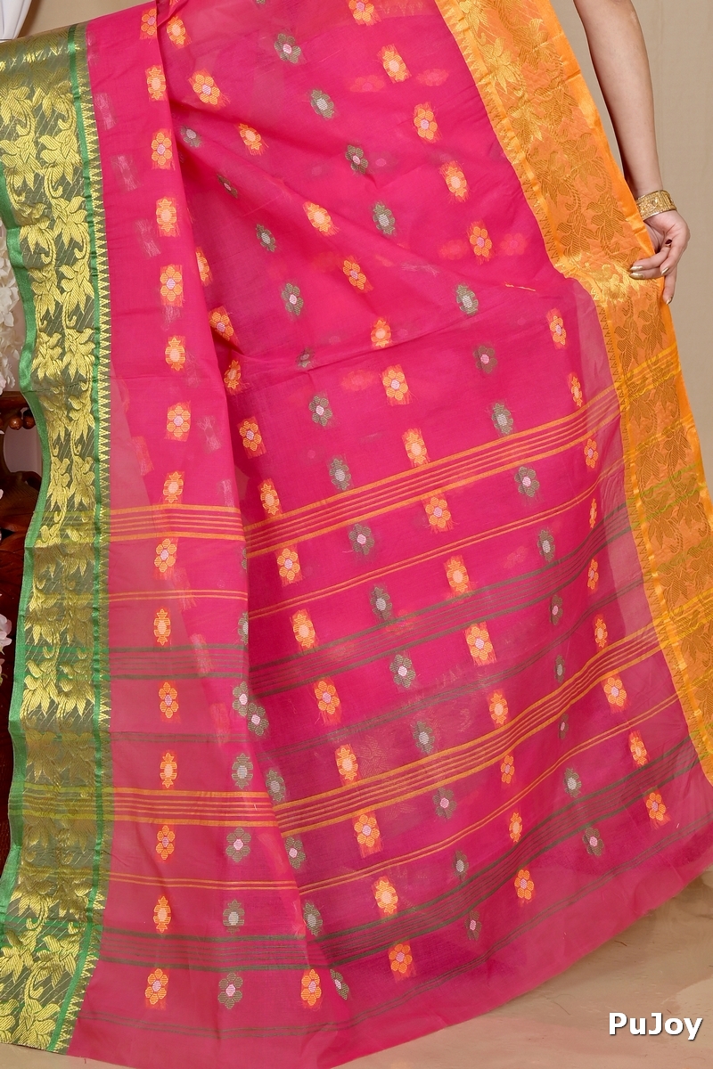 Red Pure Cotton Dui_Has Tant Saree (869)