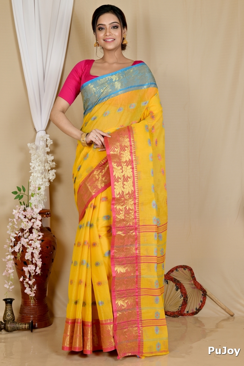 Yellow Pure Cotton Dui_Has Tant Saree (870)
