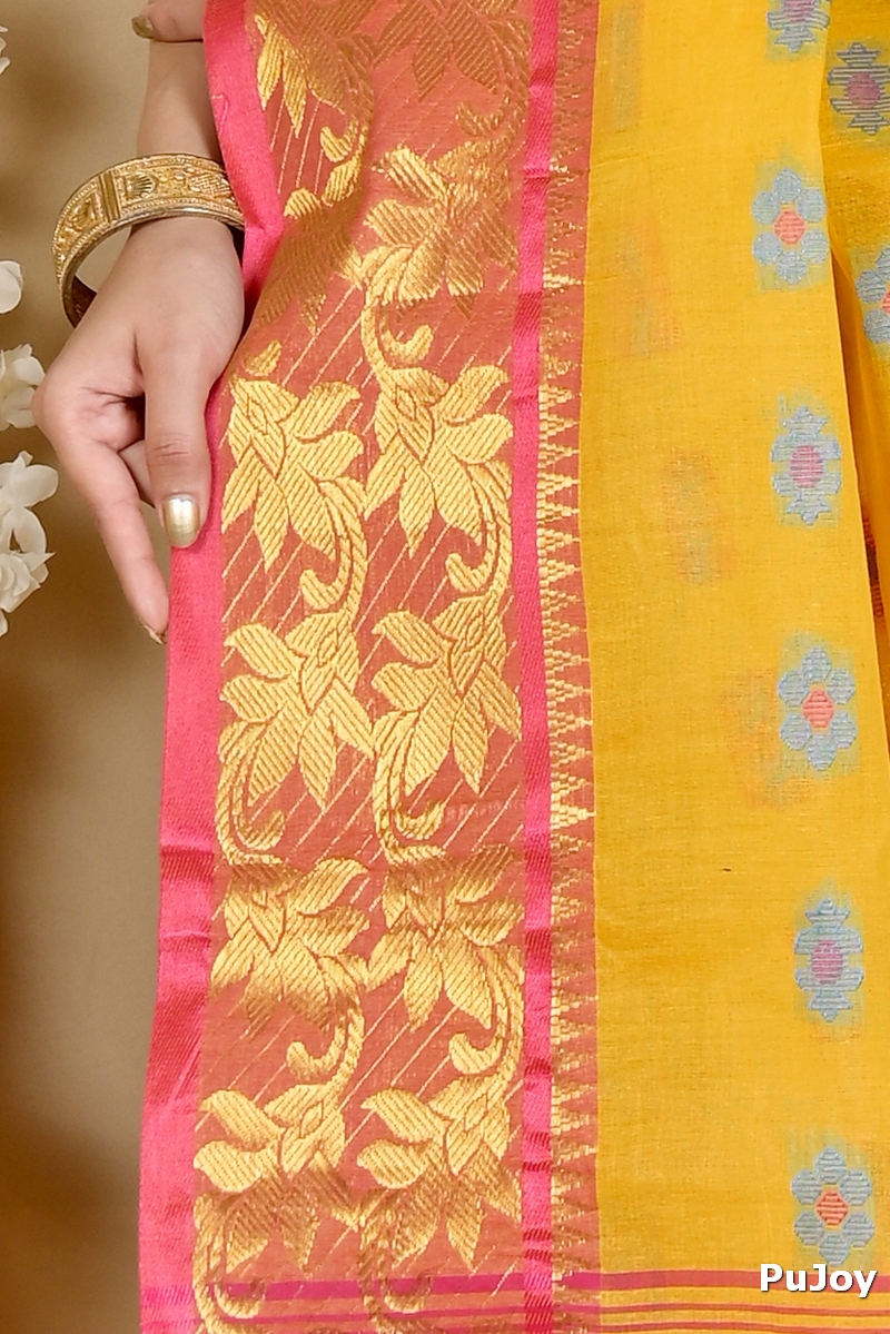 Yellow Pure Cotton Dui_Has Tant Saree (870)