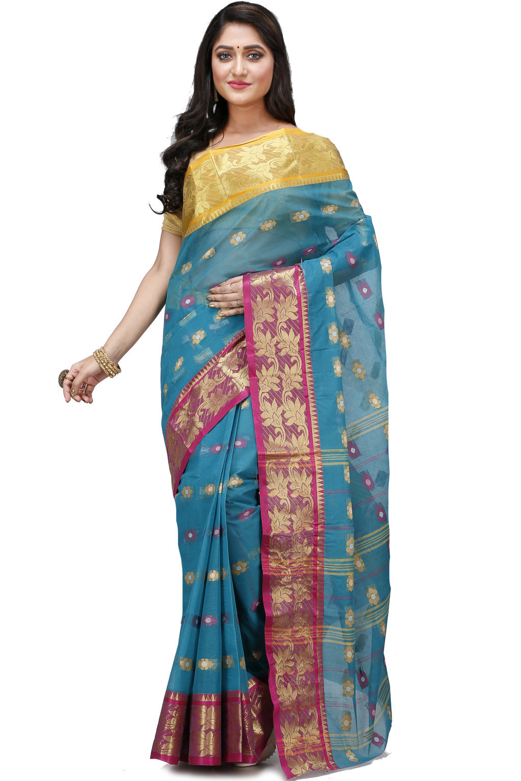 Green Pure Cotton Dui_Has Tant Saree (871)