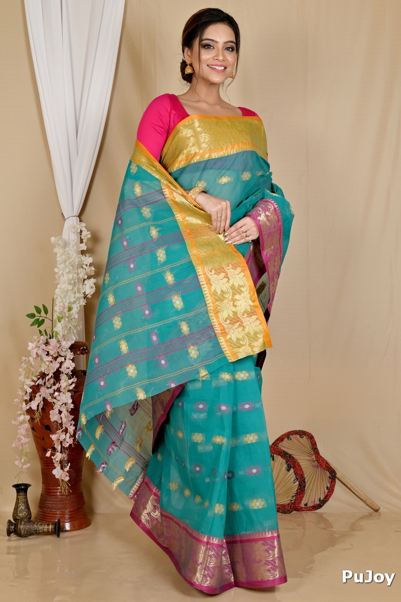 Green Pure Cotton Dui_Has Tant Saree (871)