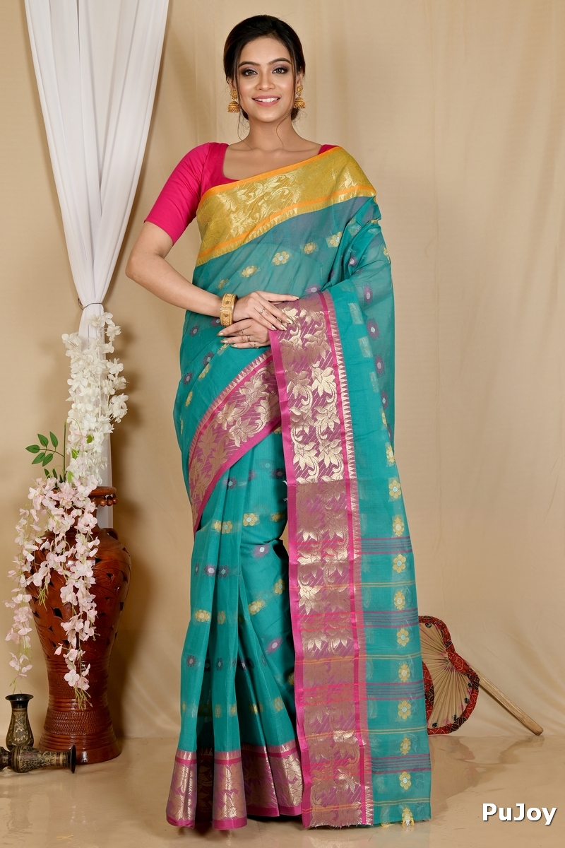 Green Pure Cotton Dui_Has Tant Saree (871)