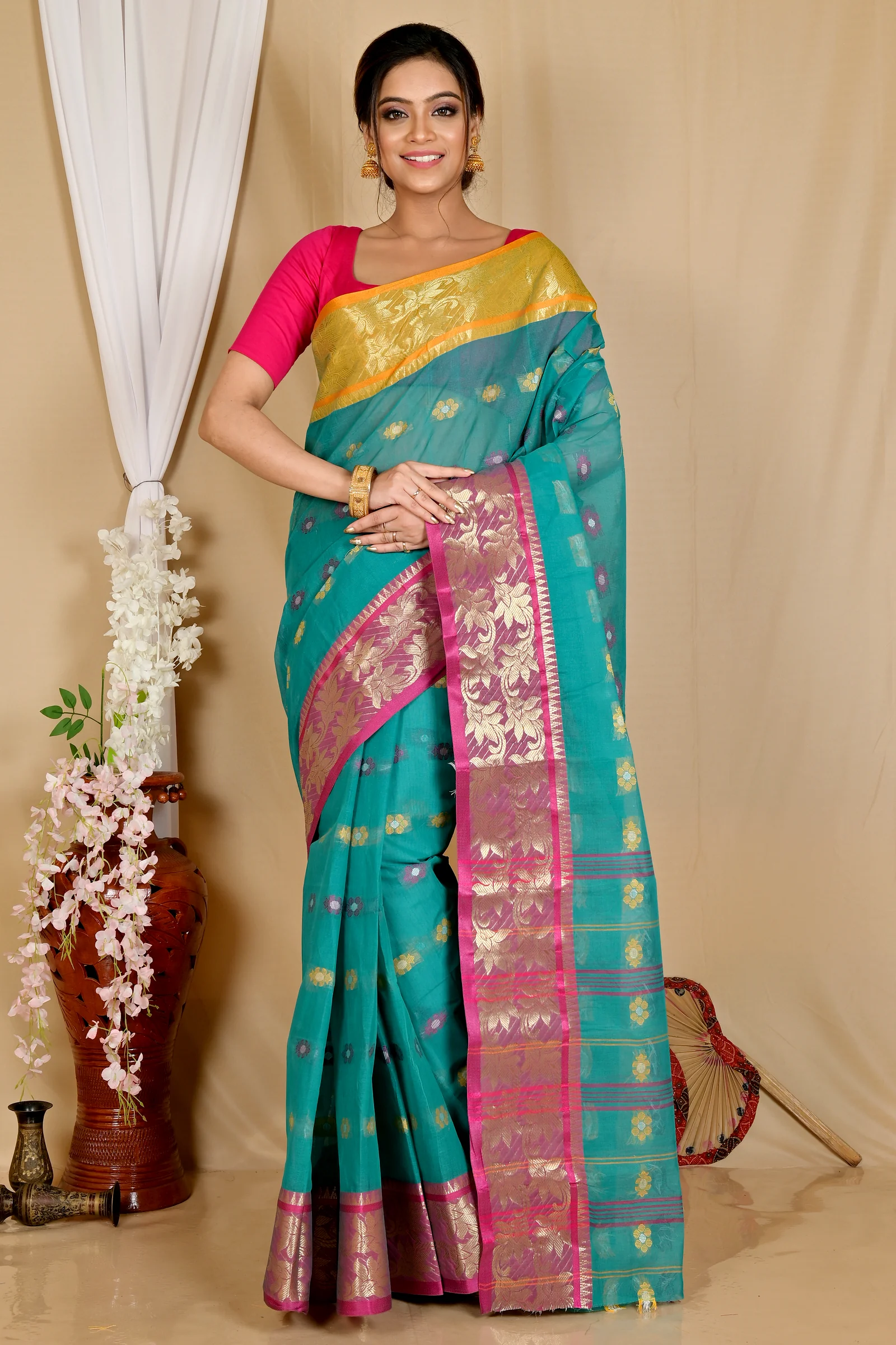 Green Pure Cotton Dui_Has Tant Saree (871)