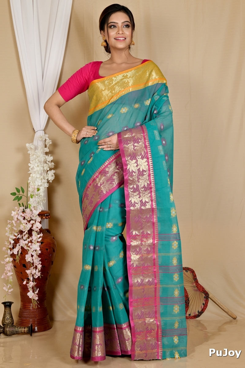 Green Pure Cotton Dui_Has Tant Saree (871)