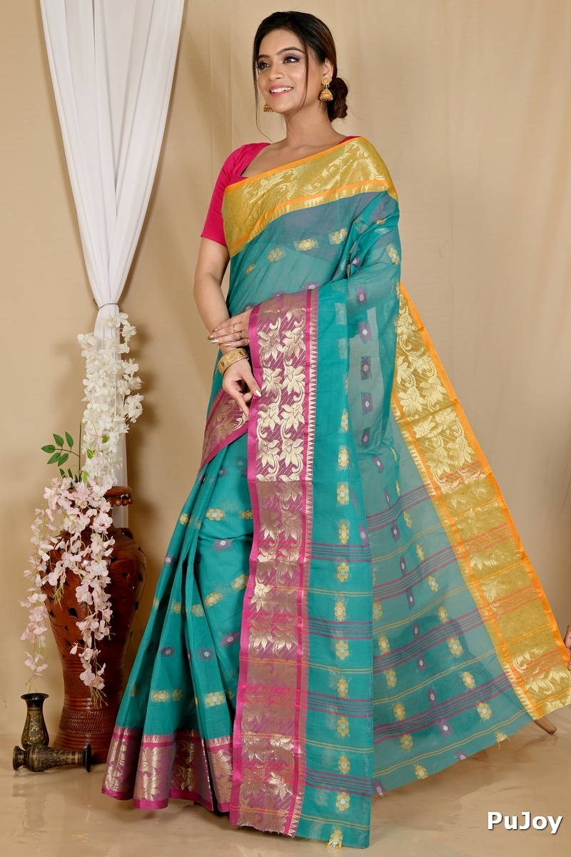 Green Pure Cotton Dui_Has Tant Saree (871)