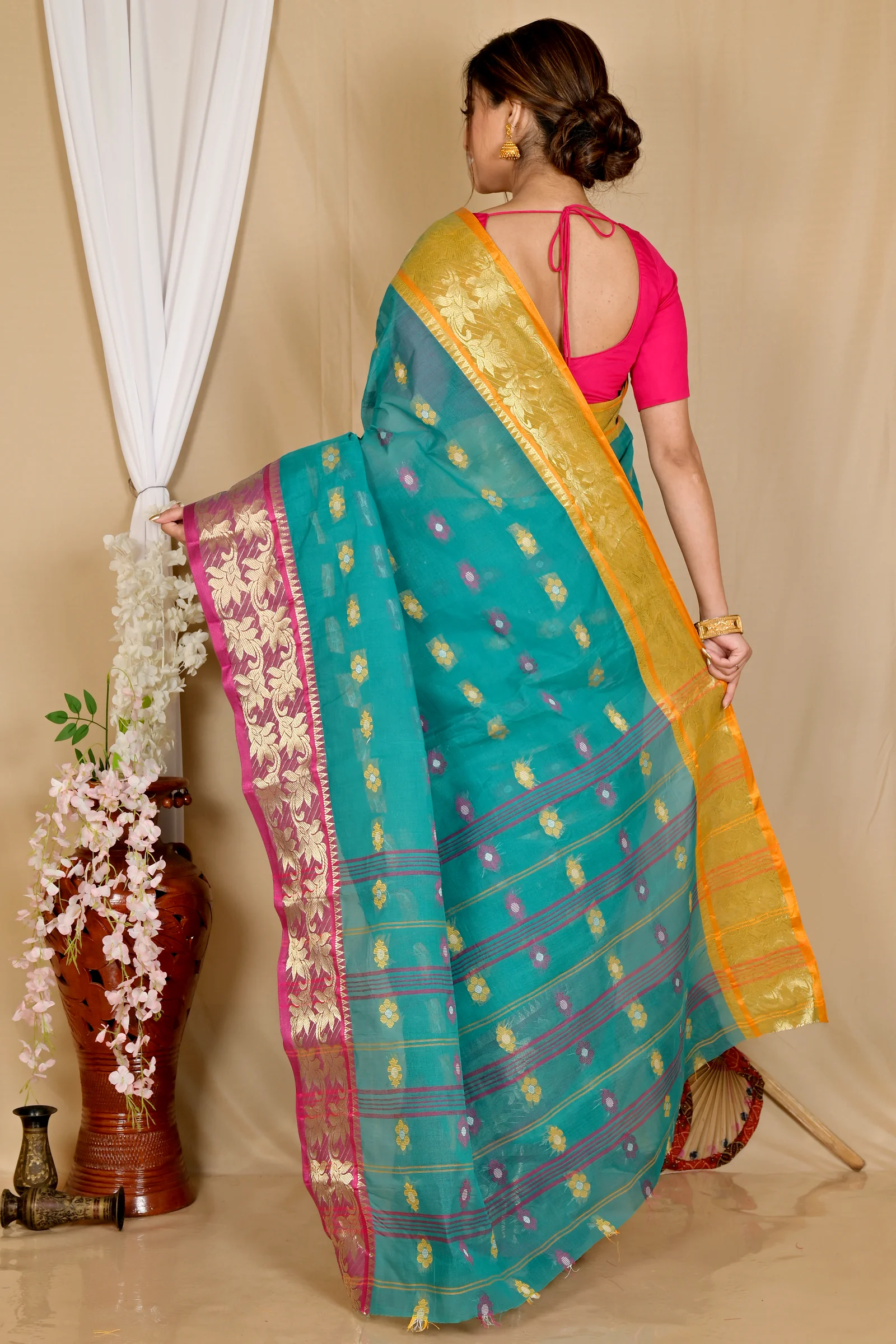 Green Pure Cotton Dui_Has Tant Saree (871)
