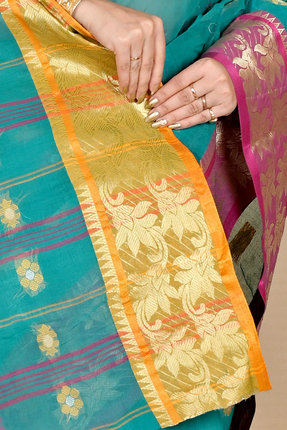 Green Pure Cotton Dui_Has Tant Saree (871)