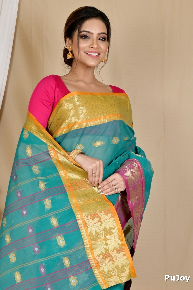 Green Pure Cotton Dui_Has Tant Saree (871)