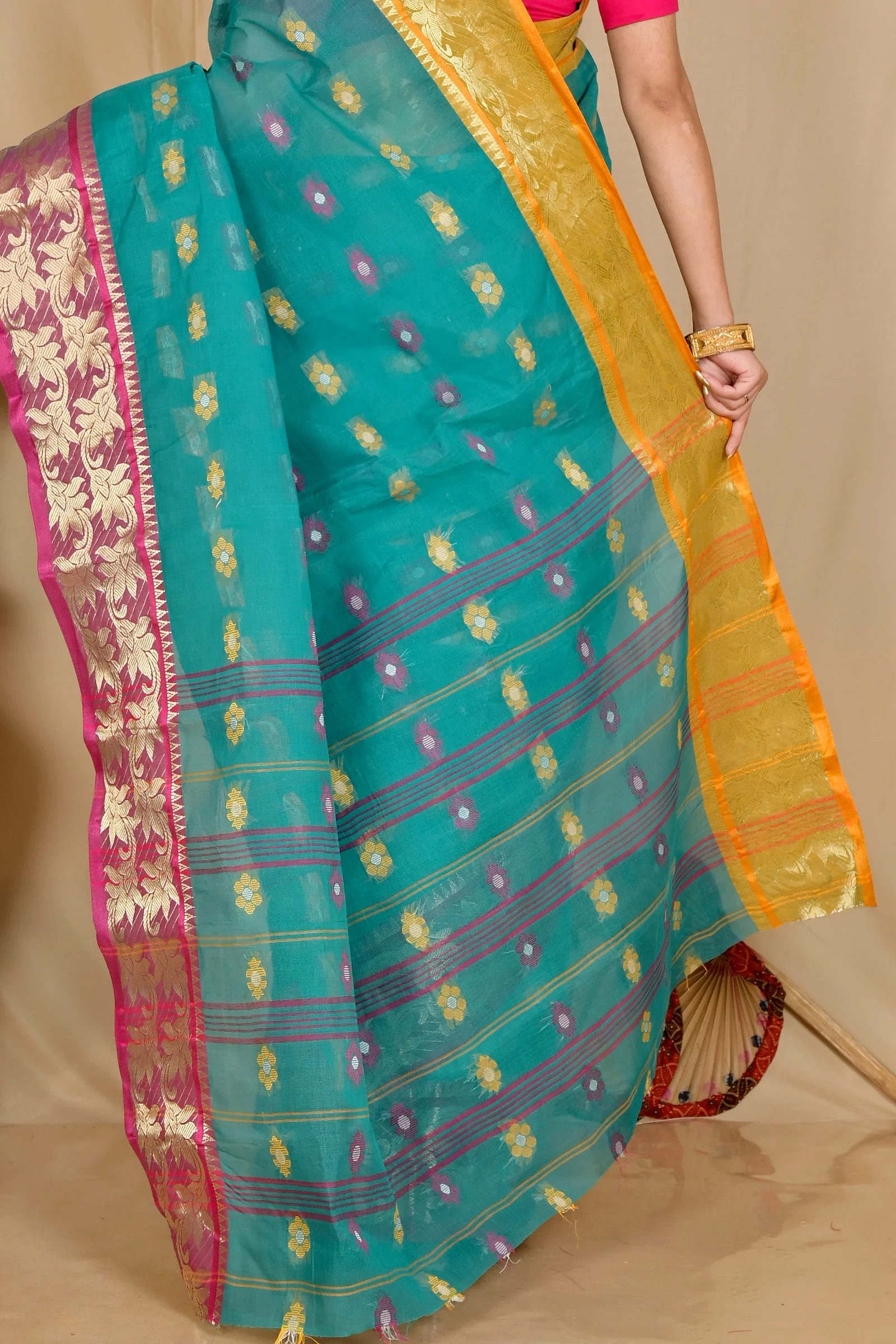Green Pure Cotton Dui_Has Tant Saree (871)