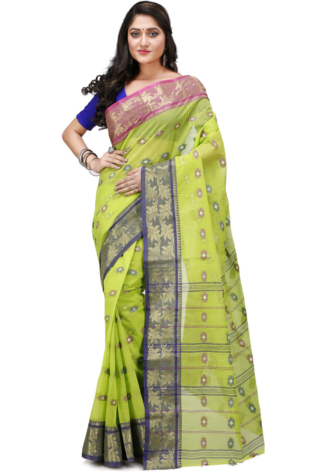 Light Green Pure Cotton Dui_Has Tant Saree (872)