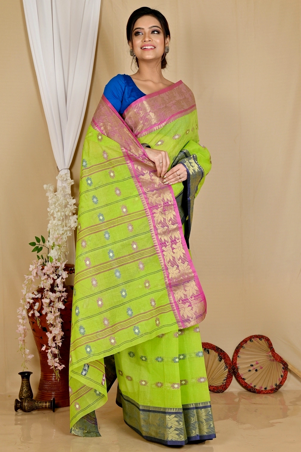 Light Green Pure Cotton Dui_Has Tant Saree (872)