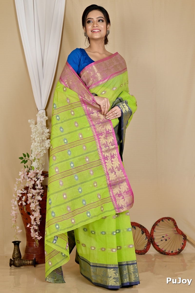 Light Green Pure Cotton Dui_Has Tant Saree (872)