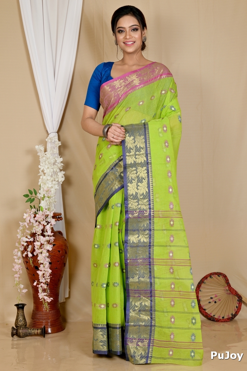 Light Green Pure Cotton Dui_Has Tant Saree (872)