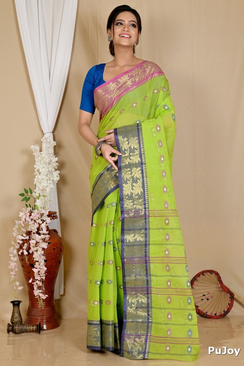 Light Green Pure Cotton Dui_Has Tant Saree (872)
