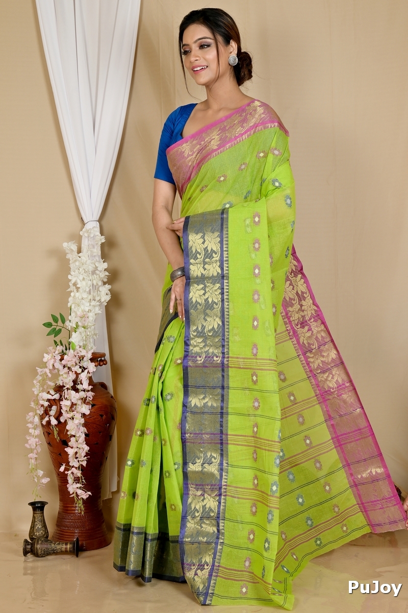 Light Green Pure Cotton Dui_Has Tant Saree (872)