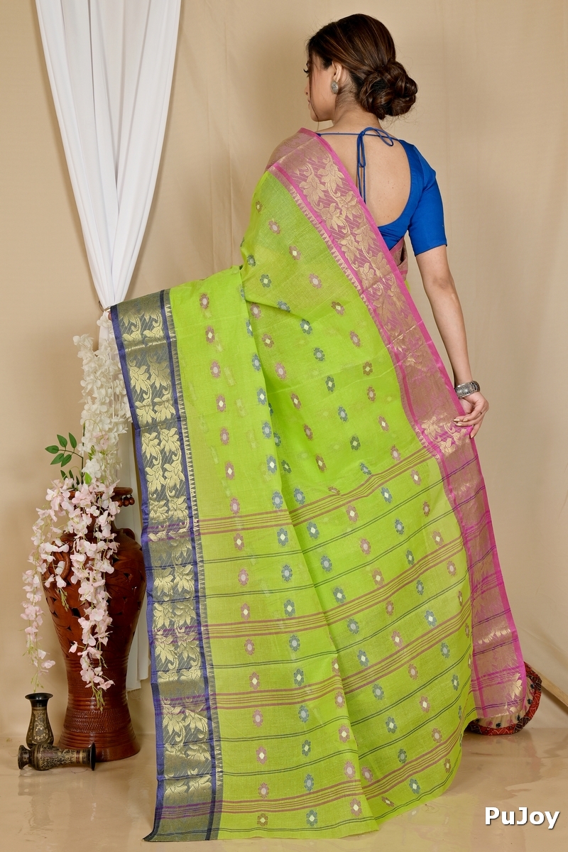 Light Green Pure Cotton Dui_Has Tant Saree (872)