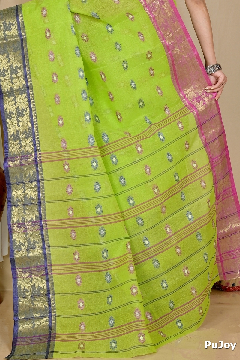 Light Green Pure Cotton Dui_Has Tant Saree (872)
