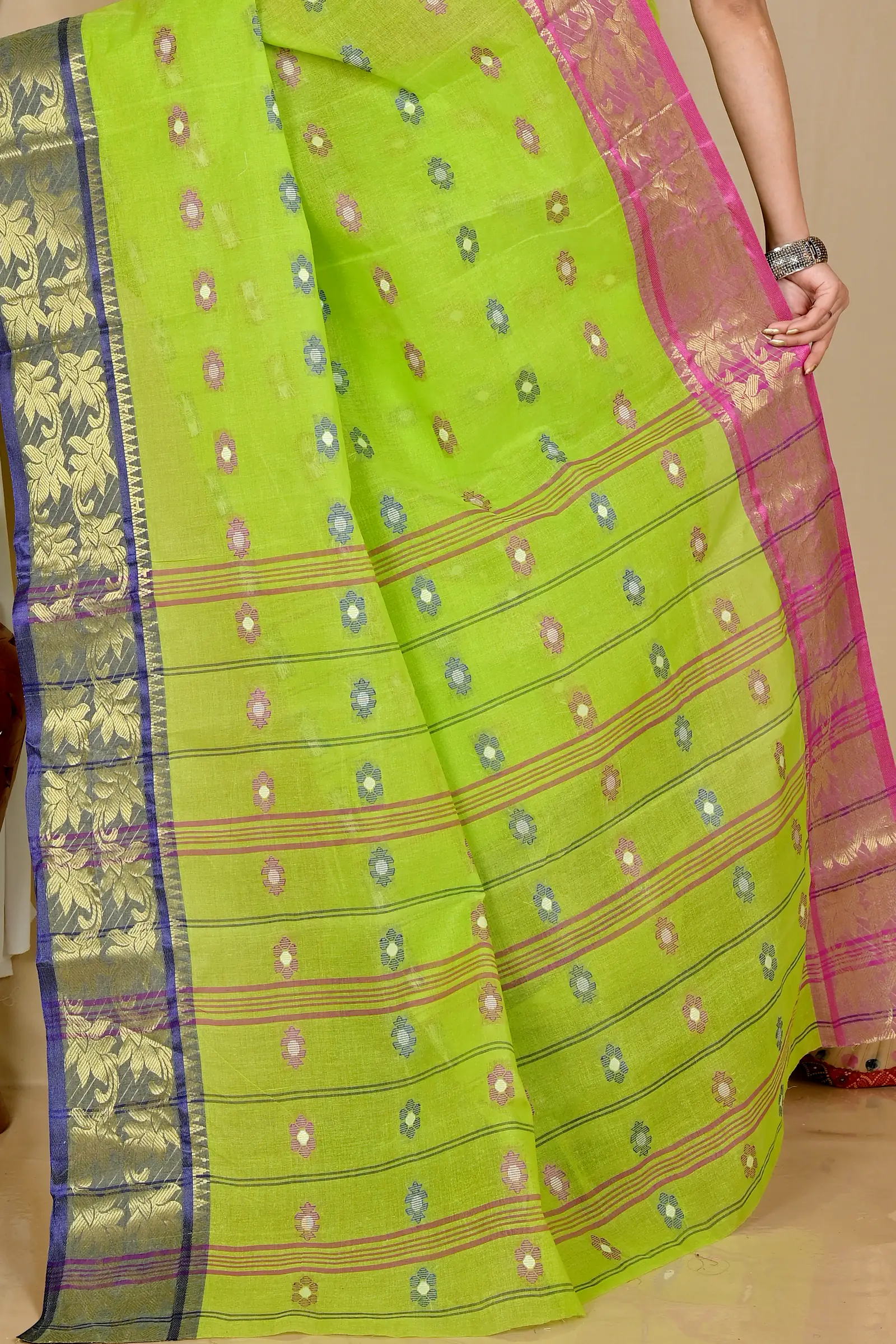 Light Green Pure Cotton Dui_Has Tant Saree (872)
