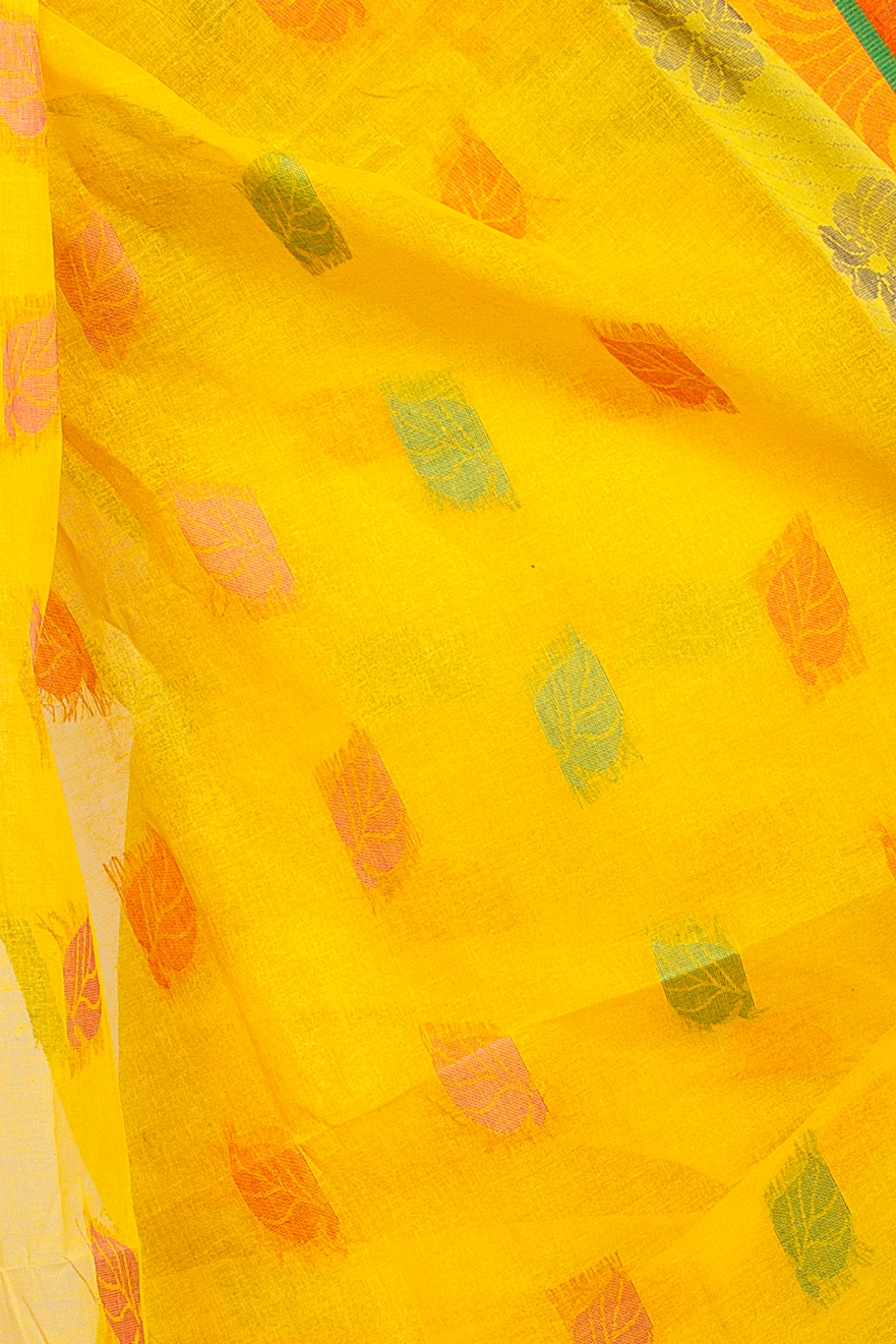 Yellow Pure Cotton TalGach Tant Saree (873)