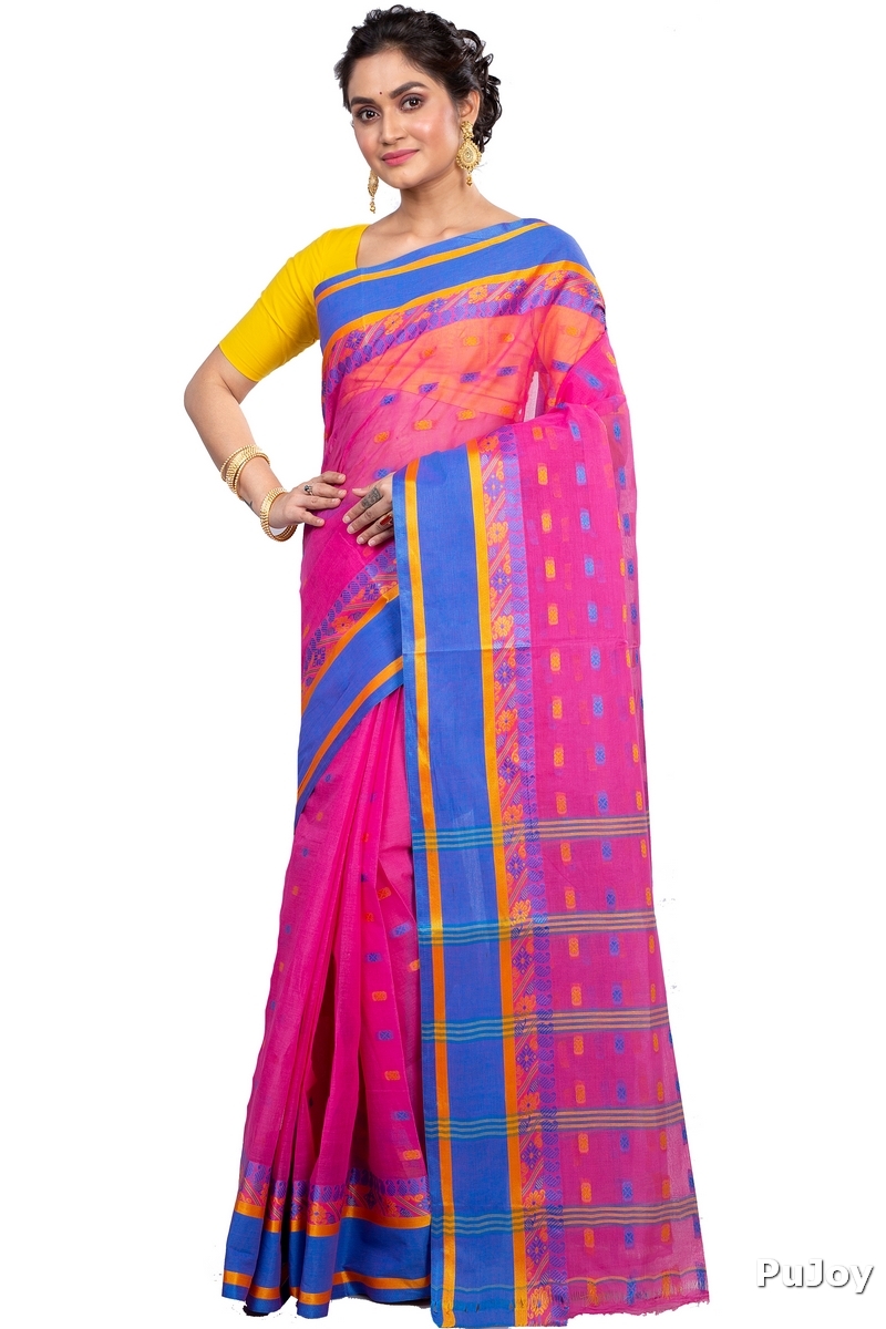Pink Pure Cotton ToraPar Tant Saree (880)