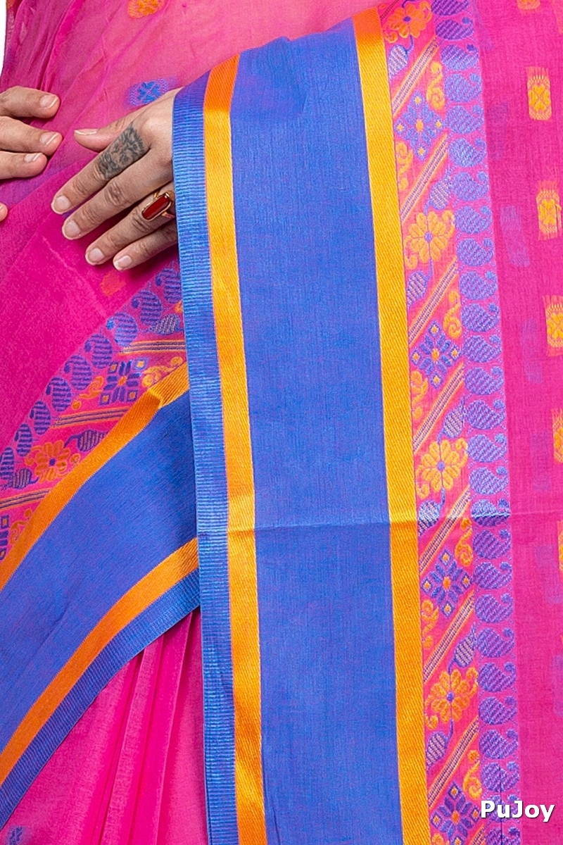Pink Pure Cotton ToraPar Tant Saree (880)