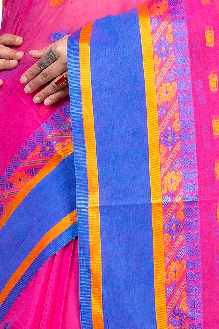 Pink Pure Cotton ToraPar Tant Saree (880)