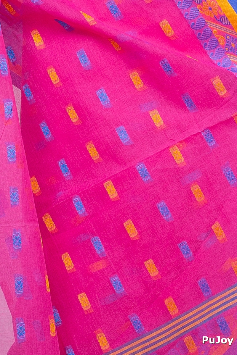Pink Pure Cotton ToraPar Tant Saree (880)