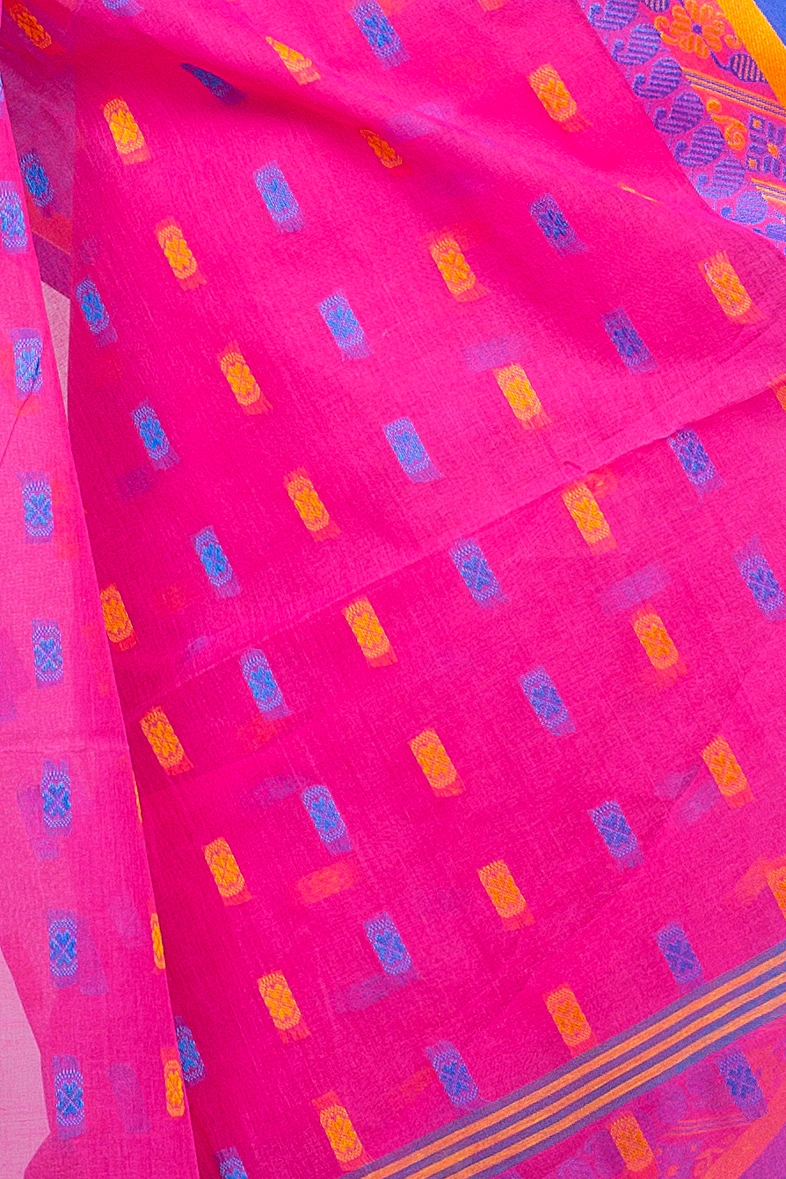 Pink Pure Cotton ToraPar Tant Saree (880)