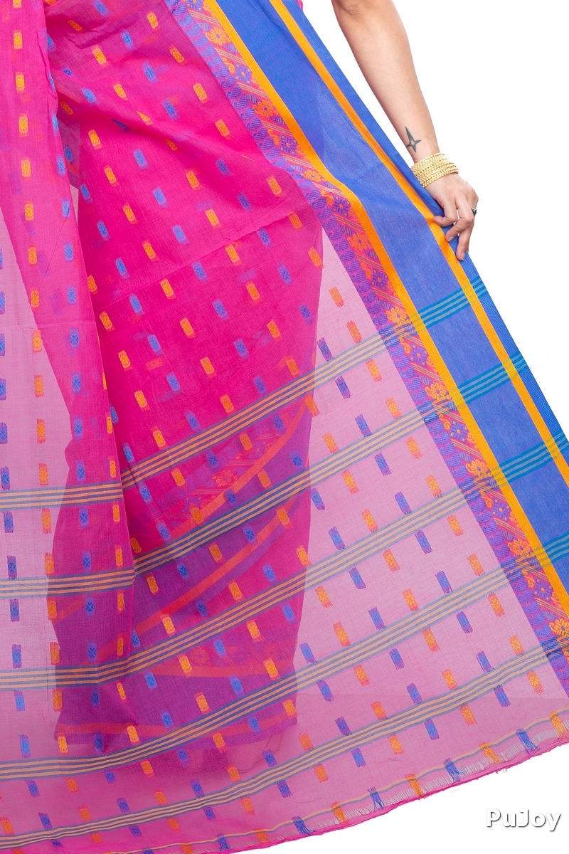 Pink Pure Cotton ToraPar Tant Saree (880)