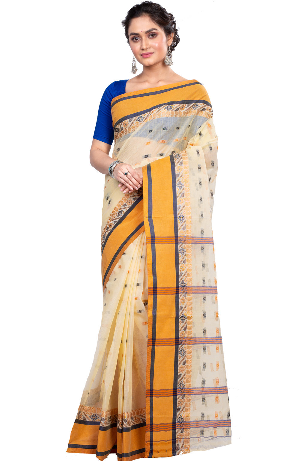 Off White Pure Cotton ToraPar Tant Saree (883)