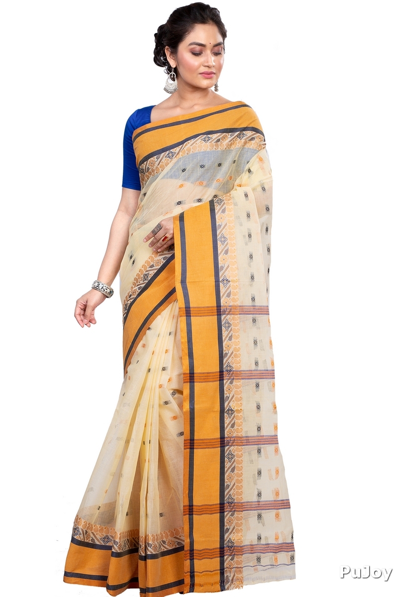 Off White Pure Cotton ToraPar Tant Saree (883)