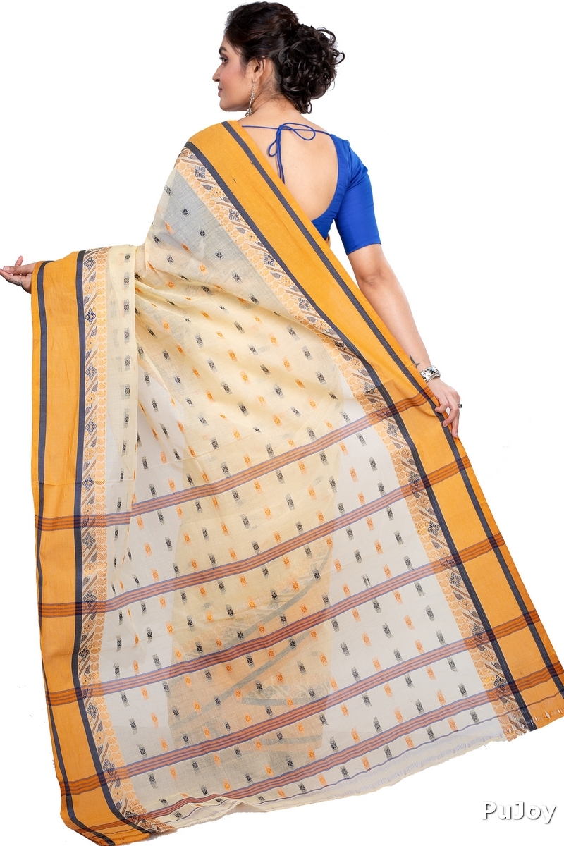 Off White Pure Cotton ToraPar Tant Saree (883)