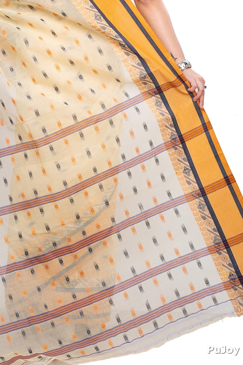 Off White Pure Cotton ToraPar Tant Saree (883)
