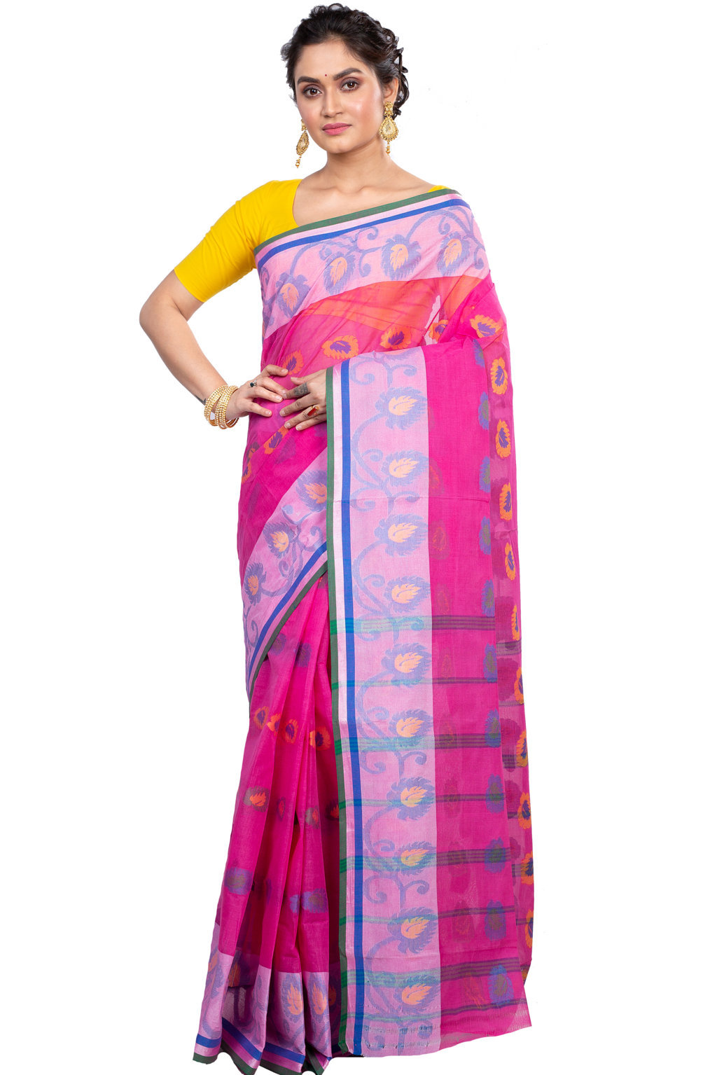 Pink Pure Cotton HapChaka Tant Saree (886)