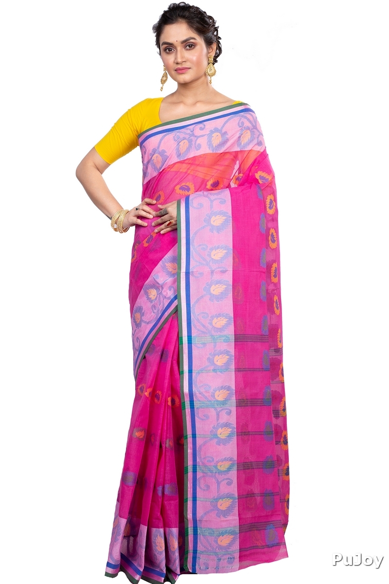 Pink Pure Cotton HapChaka Tant Saree (886)