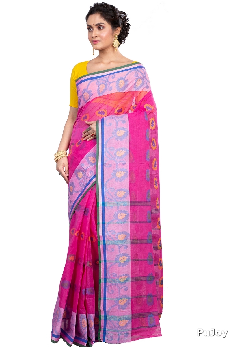 Pink Pure Cotton HapChaka Tant Saree (886)