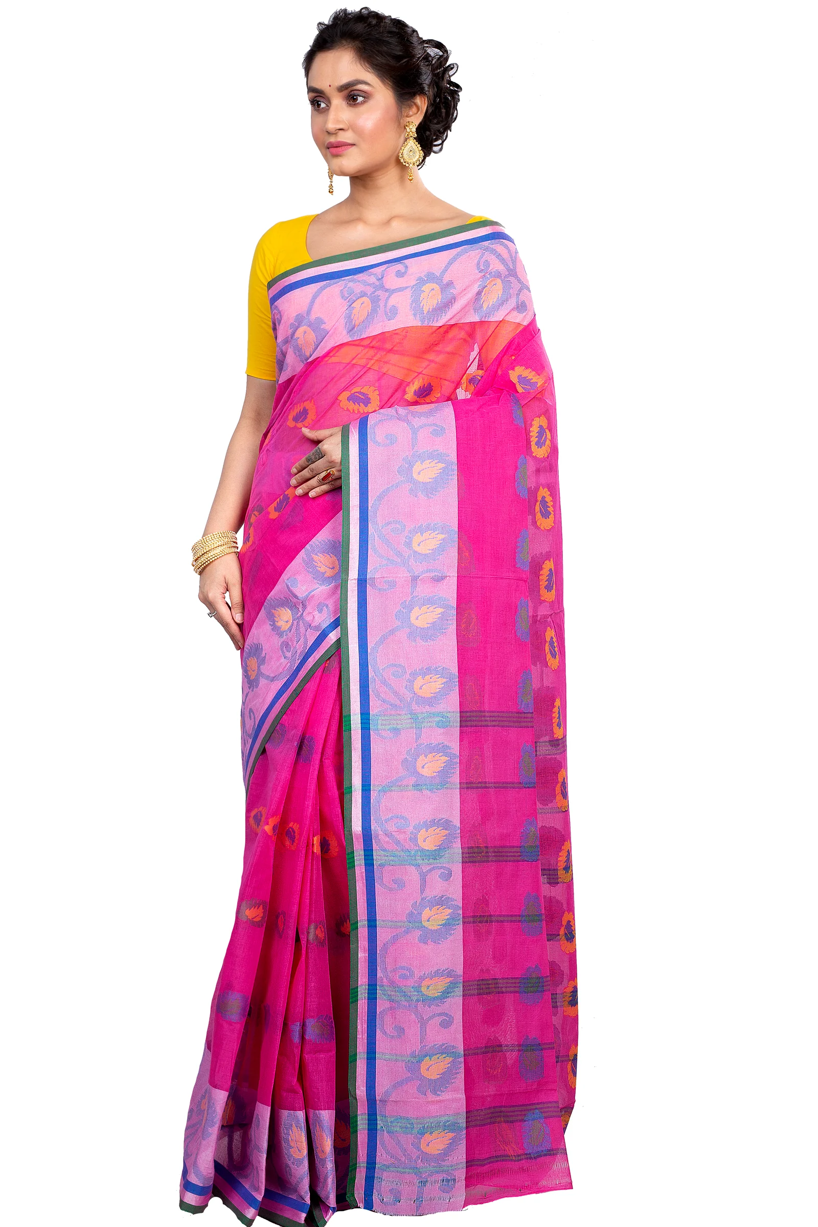 Pink Pure Cotton HapChaka Tant Saree (886)